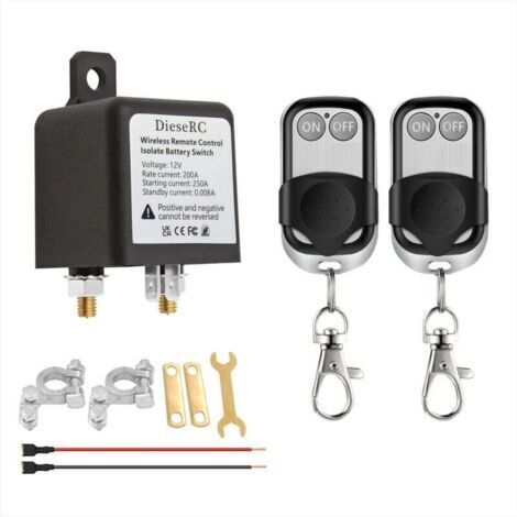 BARKBUSTERS Coupe Circuit Batterie 12v à Télécommande Sans fil, Interrupteur de Relais DC 12V 200A Isolateur de Batterie de Voiture avec 2 émetteurs, Interrupteur Antivol