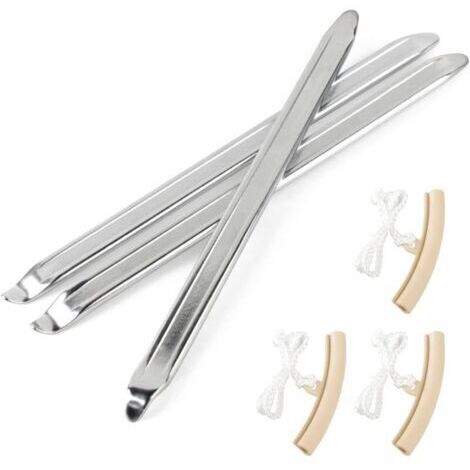 BARKBUSTERS 3pcs Demonte Pneu 25cm Outil Levier de Pneu en Acier Au Manganèse avec 3 Jantes Protecteurs Outils de Réparation Décapant de Pneu Outil Pneumatique Levier Manuel pour Moto Auto Trottinette