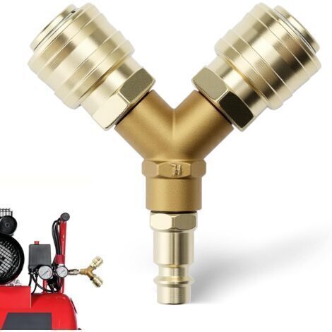 BARKBUSTERS Connecteur rapide pour air comprimé, raccord d'air comprimé 1/4 pouce, distributeur d'air en forme de Y, accessoires de compresseur résistants à la corrosion.