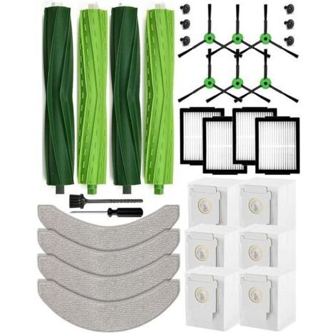 BARKBUSTERS Lot de 26 Accessoires Compatible avec iRobot Roomba Combo j7/j7+(j7 plus)/j9/j9+(j9 plus)/10 MAX 4 Brosses à Rouleau 6 Brosses Latérales 6 Sacs à Poussière 4 Filtres HEPA 4 Serpillères