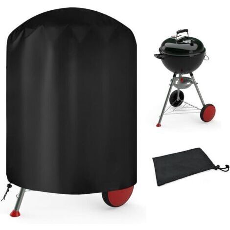 BARKBUSTERS Housse Barbecue Exterieur Rond,Housse Barbecue Bâche Protection BBQ Anti-UV/Anti-l'eau,210D Oxford Bache Barbecue Exterieur Protection 71x71cm Housse Convient la Plupart des Grills Noir (1/4)