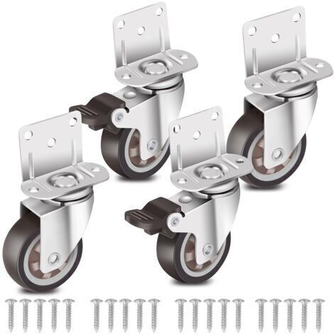 BARKBUSTERS Lot de 4 roulettes latérales en caoutchouc en forme de L de 5 cm pour meubles, lit bébé, cuisine, armoire, table (1/5)