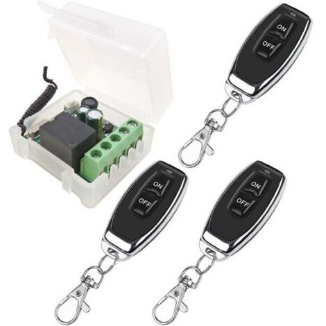 BARKBUSTERS Interrupteur de Télécommande sans Fil 433MHz 230V 220V 240V Récepteur de Relais de commande à distance à 1 Canal avec 3 Émetteurs télécommandes Contacts sans potentiel Contrôleur de Relais