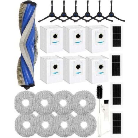 BARKBUSTERS Lot de 27 accessoires pour robot aspirateur ECOVACS DEEBOT X5 OMNI, X5 PRO OMNI Pièces de rechange : 1 brosse principale, 6 brosses latérales, 4 filtres HEPA, 6 sacs d'aspirateur, 8 tampon