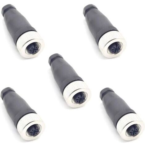 BARKBUSTERS 5 Pcs M12 5 Pôles Femelle Connecteur, IP67 Étanche A Codés Droits 5 Broches sur Place à Vis Capteur 12mm M12 5 Core Connecteurs Ronds Accessoires pour l'automatisation Industrielle 125V 4A