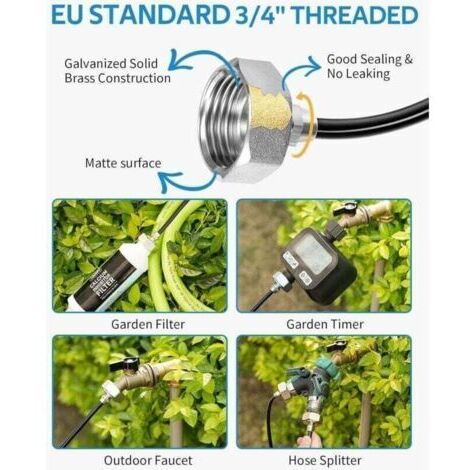 BARKBUSTERS Brumisateur Exterieur, 8M Brumisateur Terrasse avec 7 Buse Brumisateur +2 Buses de Rechange+1Adaptateur (en Laiton, 3/4\ (1/4)