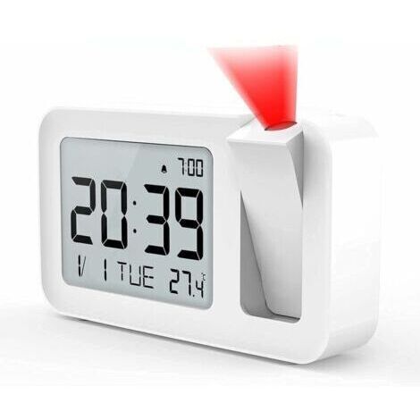 BARKBUSTERS Tigrezy-Réveil Projecteur Plafond, Réveil Numérique avec thermomètre d'intérieur à projection à 180 °, 4 luminosités réglables,Réglage du volume