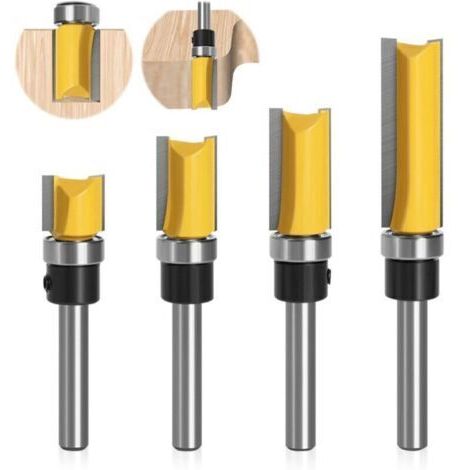 BARKBUSTERS Lot de 4 Fraises pour Défonceuses 8mm, Fraise Metal Defonceuse a Bois, pour le Bois Massif, Outil de Coupe Professionnel le Panneau de Particules, le MDF, etc. (4)