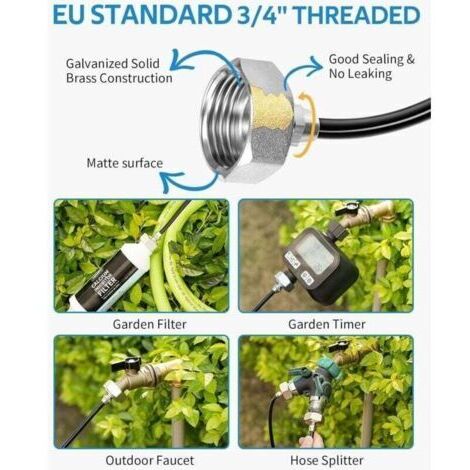 BARKBUSTERS Brumisateur Exterieur, 18M Brumisateur Terrasse avec 20 Buse Brumisateur +6 Buses de Rechange+1Adaptateur (en Laiton, 3/4\ (1/4)