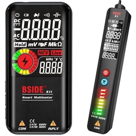 BARKBUSTERS BSIDE Kit Multimètre Intelligent & Stylo Détecteur de Tension avec Grand Écran Couleur Multimètre Rechargeable et Testeur de Tension Kit de Testeur Électrique Combinés Kit de Test pour Éle