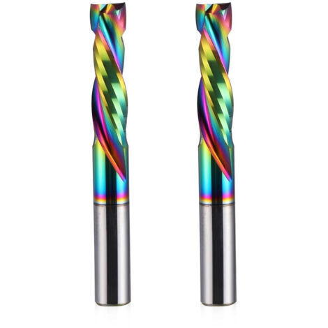 BARKBUSTERS Jeu de 2 fraises à bois à deux dents, revêtement DLC, en carbure de tungstène, pour usinage CNC, queue de 6 mm, diamètre de coupe de 6 mm