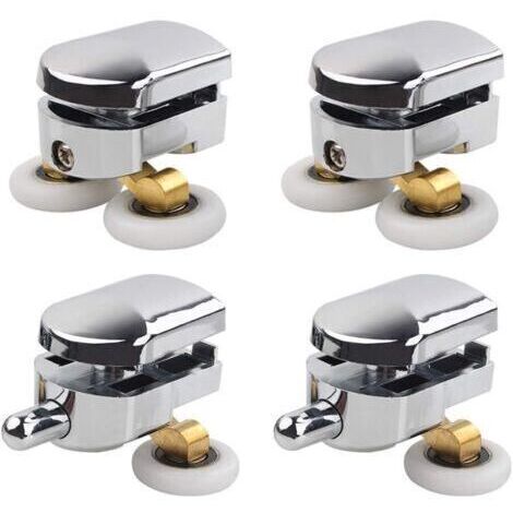BARKBUSTERS Rouleau de porte de douche, 4 roulettes doubles pour porte pour Cabine de Douche pour trou de verre de 14 mm