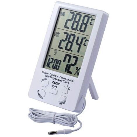 BARKBUSTERS TA298 Numérique LCD intérieure et extérieure température hygromètre température et humidité Moniteur mètre jauge pour la Maison, Bureau et Hôtel,Hôpital (Blanc)