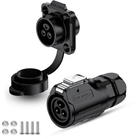 BARKBUSTERS LP-16 Connecteur imperméable IP68 Connecteur circulaire industriel Connecteur de boîtier PBT Connecteur aviation Connecteur à dégagement rapide M16 2-9 Broches Prise à bride (3 Broches) (1/4)