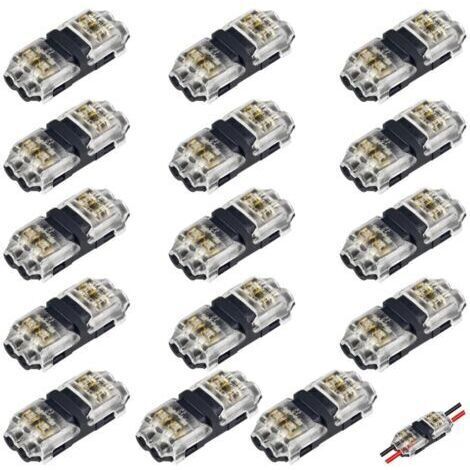 BARKBUSTERS Connecteurs de câble basse tension, 15 connecteurs rapides sans soudure, 2 voies pour usage automobile, connexion fiable, compatibles avec les fils de calibre 18-22 AWG