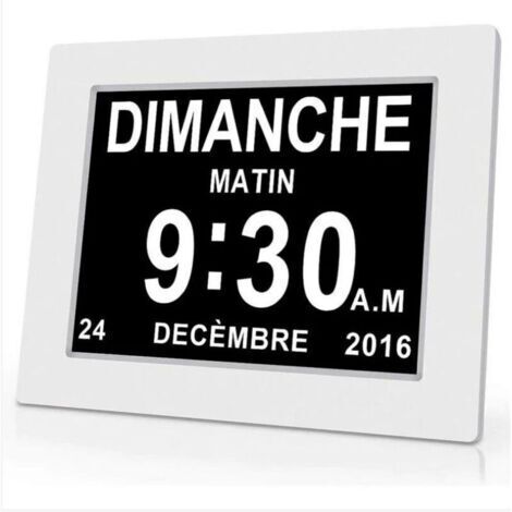 BARKBUSTERS Horloge calendrier numérique One Piece 7 pouces avec date et heure, horloge Alzheimer pour parents, rappel de médicaments pour grands-parents et enfants - Blanc - 20414324mm, (1/4)