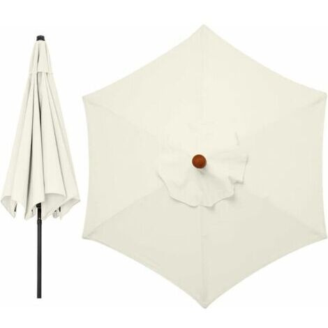 BARKBUSTERS Housses de rechange pour parasol 3 mètres 6 bras Parasol de rechange pour auvent de jardin Housse de rechange pour parasol, auvent uniquement (blanc crème)