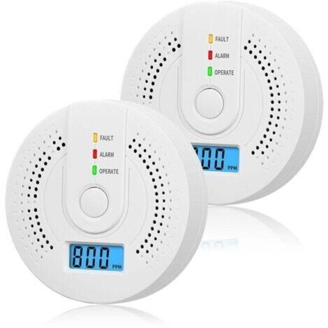 BARKBUSTERS Lot de 2 détecteurs de monoxyde de carbone à piles avec écran LCD numérique pour maison, cuisine, restaurant, hôtel, bureau - Piles non incluses (1/4)