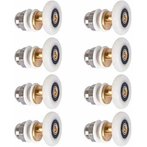 BARKBUSTERS Galets de porte de douche , galets de porte coulissante , poulies de porte de douche , roues de remplacement de galets , diamètre de roue 27 mm , 8 pièces