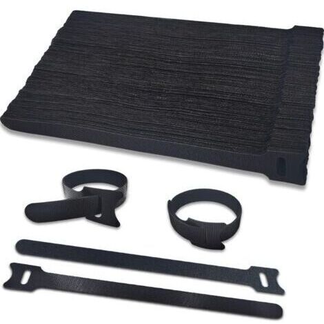 BARKBUSTERS Attache Câble 100pcs Scratch Serre Cable Bande 200mmx12mm Sangle Réutilisable Câble Management Facile à Couper pour Ranger et Organiser Tous Les Câbles, 12mm de Large Non-adhésif Bande Hoo