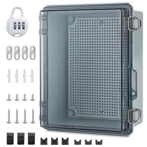 BARKBUSTERS Coffret Electrique Etanche Exterieur,Boitier Etanche IP65, ABS BoîTe de Jonction,Boite Etanche Electrique Exterieur avec Accessoires De Montage Mural Et Serrure (230 165 120mm)