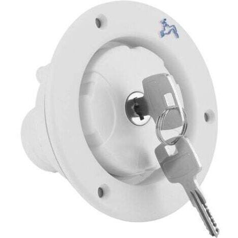 Inlet Verrouillable 80mm Bouchon D'eau étanche Inlet Remplissage Réservoir avec 2 Clés Convient pour 38mm Conduites D'eau, 30-40mm Plaque de Porte pour RV Camping-Car Remorque Caravane Bateau