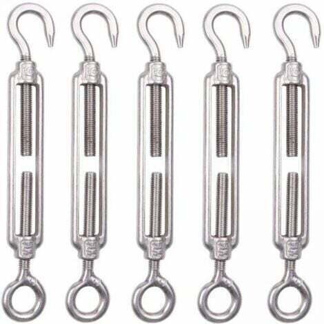 Lot de 5 M6 Tendeur Cable Inox 6mm Tendeur Cloture Crochet Tendeur 304 en Acier Inoxydable Réglable Tendeur Grillage pour Corde Cable Fil à Linge Jardin Grillage (1/3)