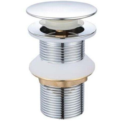 Bonde de Lavabo Pop-up sans Trop-plein, Vidage Clapet Push Open Pour Lavabo en Laiton, Chromé (1/3)