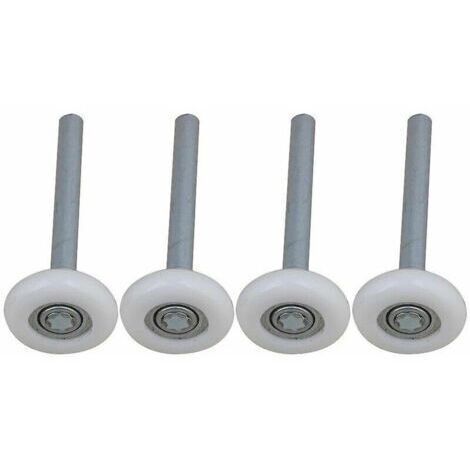Lot de 4 roulettes de porte de garage en nylon à roulement à billes scellé avec tige de 115 mm