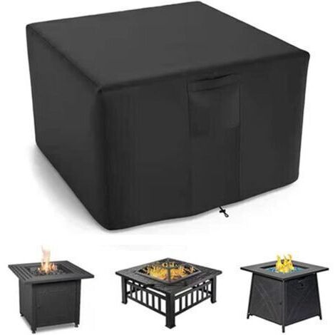Housse De Brasero,Housse De Table Carrée pour Brasero à Gaz,Housse De Protection Imperméable pour Foyer De Jardin,pour Meubles De Foyer De Terrasse (92x92x61cm,Noir)