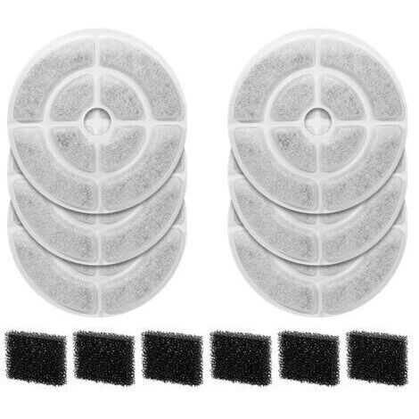Lot de 12 filtres à charbon actif et éponges pour fontaine à eau pour chien 9,5 L (6 filtres + lot de 6)