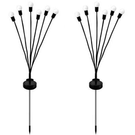 Lot de 2 lucioles solaires à 6 LED - Étanche - Étoiles - Pour jardin, allée, paysage, extérieur - Lumière chaude [Classe énergétique A+++] (1/5)