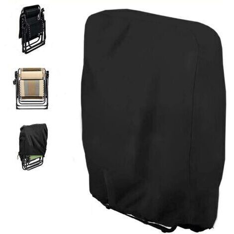 Housse de chaise - Protection meubles - Housse de chaise d'extérieur pliable - 71x20/34x110cm - Housse de chaise de jardin - Imperméable et résistante aux UV - Noir (1/5)