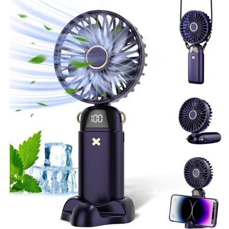 Mini ventilateur portatif pliable, rechargeable par USB, petit ventilateur de poche avec 5 vitesses, pour bureau, voyage, extérieur