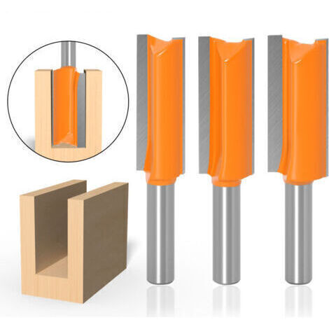 3Pcs Fraise droite de 8 mm Fraise à Bois Fraise Extra-longue Fraise à Raser Mèche Droite
