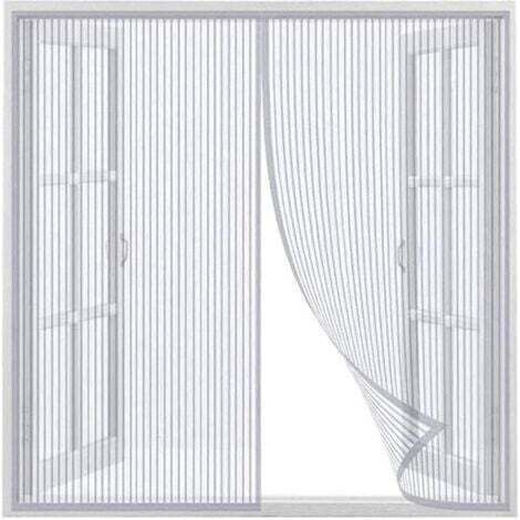 Rideau de moustiquaire magnétique fenêtre,rideau de moustiquaire pour porte, garder l'espace de porte et fenêtre respirant,Blanc,90x150cm (1/5)