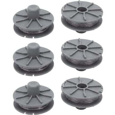 Bobine de fil pour Gardena 5307-20 débroussailleuse 1,65 mm 6,1 m, Bobine de fil rechange Coupe Bordure pour Gardena 5307 Easycut 400 Art.8846, ComfortCut450 Art.8847, PowerCut Art.8848 (6pcs)