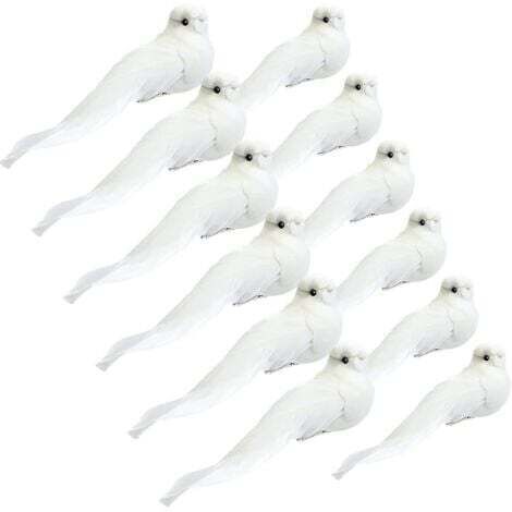 12 Pièces Ornement Cardinal (Colombes Blanches, 5,1 Pouces)avec Clip sur Plume Oiseau Colombe Artificiel Ornement d'arbre de Noël Artisanat de Faux Cardinal Brillant pour Décor