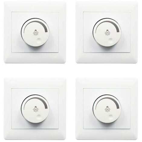 Variateur mural 4ps, panneau de contrôleur de lumière rotatif à bouton-AC180-265V-blanc (1/5)