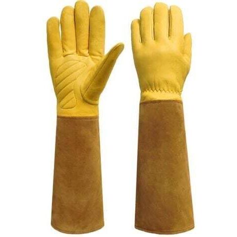 Gants de protection contre les épines, gants de jardinage longs, anti-cueillette d'épines et anti-coupure, taille 11,5 cm - Marron