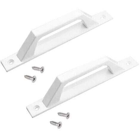 (Blanc) Poignée droite blanche en aluminium 2 pièces, adaptée aux portes coulissantes ou aux portes battantes de passage, pratique et confortable (1/5)