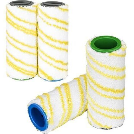 Lot de 4 rouleaux de brosses compatibles avec KarcherC3、FC3D、FC5、FC7, ensemble de brosses à rouleaux multi-surfaces en microfibre (jaune)