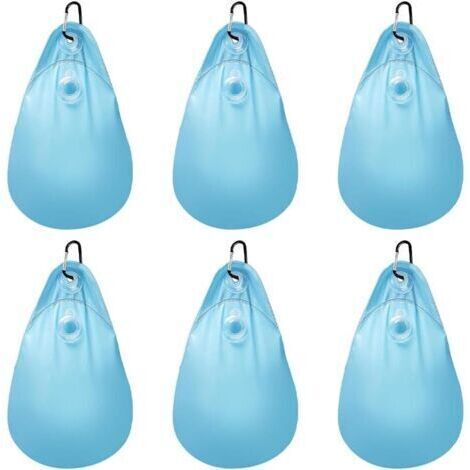 Lot de 6 sacs à eau pour bâche de piscine avec crochets, Sacs D'Eau Lourds pour Couverture de Piscine, en PVC, anti-fuite, sac à suspendre, à remplir, poids pour bâche de piscine d'hiver (1/5)
