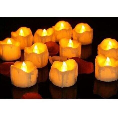 12 Bougies LED sans Flamme Bougies Chauffe-Plat Éclairage Electrique pour Décoration de Mariage Anniversaire Noël - Lumière Chaud