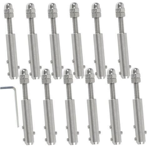 Terminal pour Câble Métallique pour Câble Métallique 4 mm-12 Pièces et clé en L-Tendeur de câble