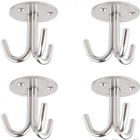 Patère de Fixation au Plafond Crochet, 4 Pièces Crochet en Acier Inoxydable Crochet de Plafond pour Suspension avec Vis Crochet Fixation Plafond Balançoire de Yoga Luminaire Suspendu