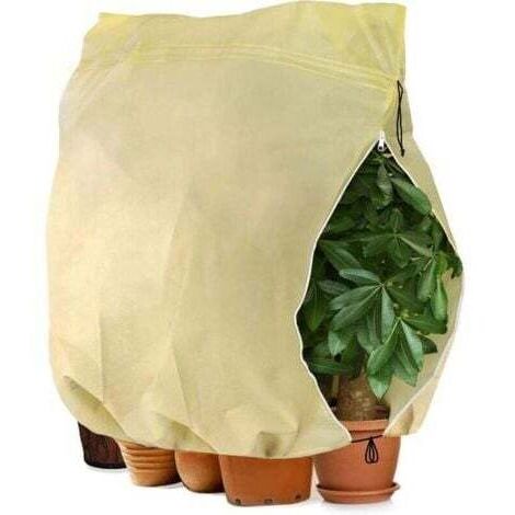 Housse D'hivernage pour Plante, Housse de Protection pour Plantes Ajustable avec Cordon de Serrage à Glissière, Anti-Givre Réutilisable Sac de Protection des Plantes, 180 x 120 cm, Beige (1/3)