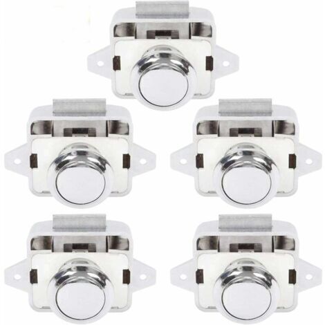 Bouton Poussoir Camping Car - Serrure Loquet Porte Fermeture Placard Bouton pour RV caravane de moteur 5 pièces Argent--TRIMEC