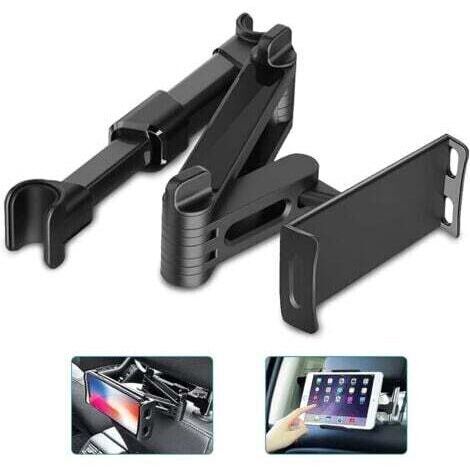 Support de coussin arrière de voiture, support télescopique pour siège arrière de voiture, adapté aux téléphones portables et tablettes, noir (1/5)