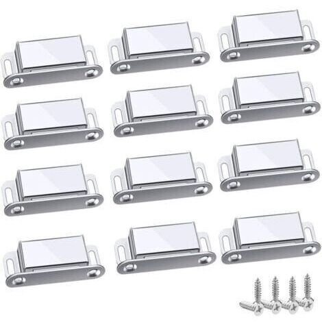 Loquet Magnetique, 12 Pièces Aimants loqueteaux magnétiques Placard Aimant Puissant Robuste Jusqu'à 6kg, Pour Tiroirs Porte de Douche Aimanté Armoire Placard, Cabinet, Meubles (45mm-12pc)--TRIMEC